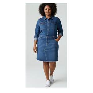 ANA Denim Long Sleeve Dress with Fringed Hem size XXL NEW